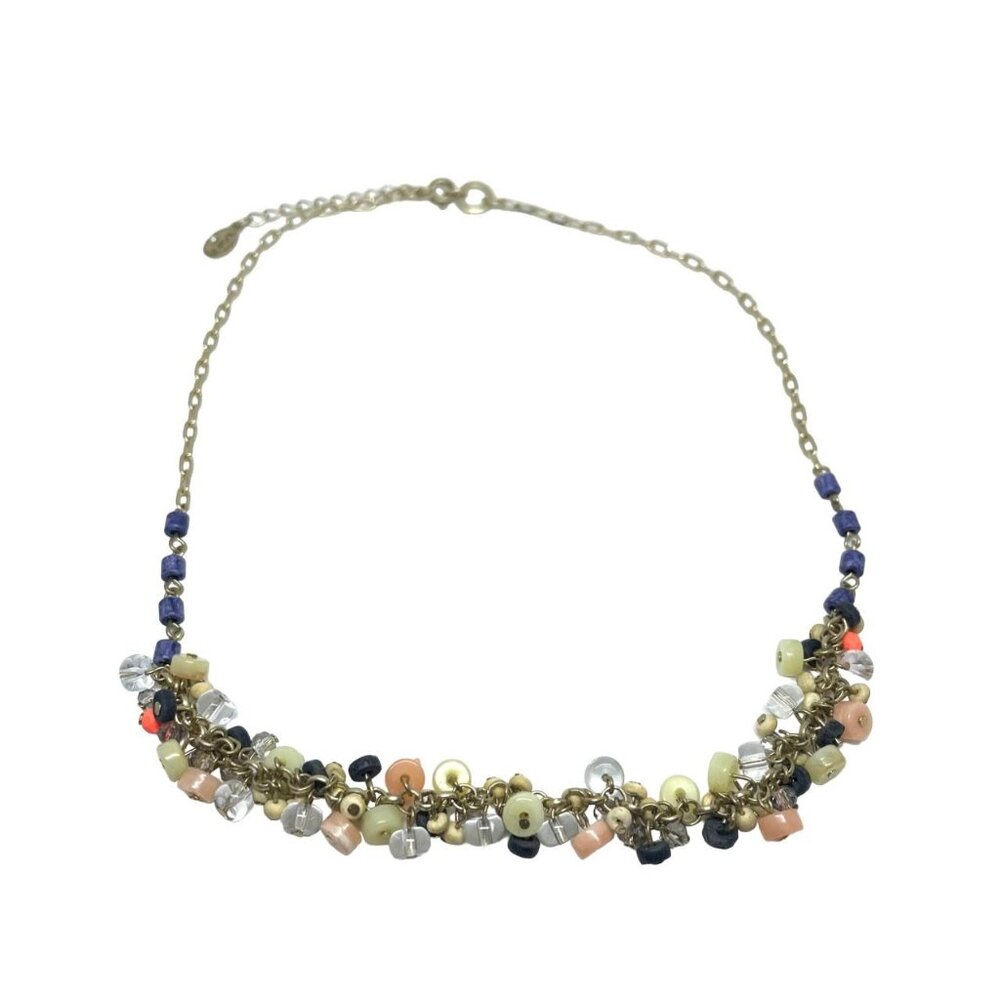 Ann Taylor Loft Multicolor Cluster Bead Necklace Gold Tone Fairycore Cottagecore